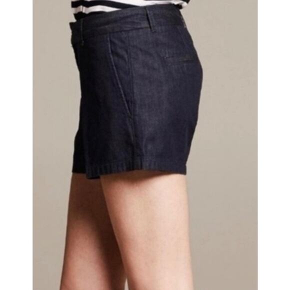 Banana Republic 29/ 8 Dark Wash Denim Blue "Hampton" Preppy Shorts - Picture 3 of 11